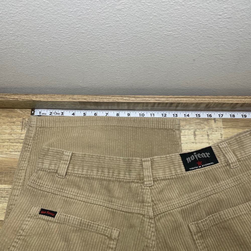 No Fear Baggy Corduroy Shorts Men 38 Tan Casual Cotton Skater Moto 2000's EUC - Picture 6 of 8